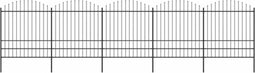 vidaXL - Tuinhek - met - speren - bovenkant - (1,75-2)x8,5 - m - staal - zwart