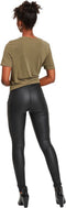 Object Objbelle MW Coated Leggings - Dames Legging met knipbare lengte - Zwart