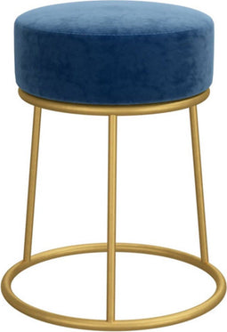 vidaXL - Hocker - rond - fluweel - blauw
