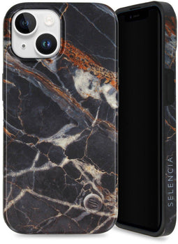 Selencia iPhone 15 - Back Cover - 100% gerecycled - Onyx Black Marble