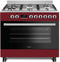 Wiggo WO-E969R - Vrijstaand Gasfornuis - 90 cm - 6 Pitten - Rood Rvs
