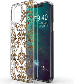 iMoshion Hoesje Geschikt voor iPhone 12 Pro / 12 Hoesje Siliconen - iMoshion Design hoesje - Goud / Transparant / Ornamental de Luxe
