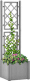 vidaXL - Plantenbak - verhoogd - met - latwerk - en - zelfbewateringssysteem - grijs