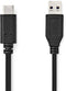 Nedis CCGL61650BK10 - USB A naar USB type-C kabel - 60W Power Delivery - Zwart