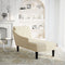 vidaXL - Chaise - longue - met - kussen - en - rechterarmleuning - stof - crèmekleurig