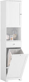 SoBuy BZR216-W - Badkamerzuil - 4-in-1 opslag met wasmand en lade - Wit