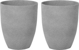 CROTON - Bloempot set van 2 - Grijs - 35 cm - Stenenmix