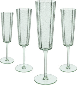 Laura Ashley Glass Collectables Champagneglazen set van 4 - Mondgeblazen - Groen - 21 cl.