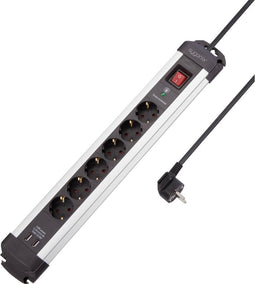 Sygonix SY-4755604 Overspanningsveilige stekkerdoos Zilver, Zwart 1 stuk(s)