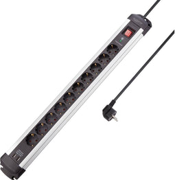 Sygonix SY-4755608 Overspanningsveilige stekkerdoos Zilver, Zwart 1 stuk(s)