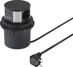 Sygonix SY-4780156 stopcontacttoren zwart, zilver beschermingscontact 1 stuk.