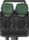 Sygonix SY-5231004 Buitenstopcontact 2-voudig Zwart, Standaard-groen (zijdemat) Kinderbeveiliging