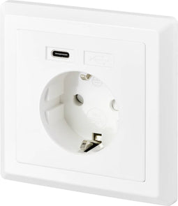 Sygonix SY-5238674 Stopcontact (onderbouw) Power Delivery, Kinderbeveiliging, Met USB-C Wit