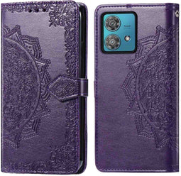 iMoshion Hoesje Geschikt voor Motorola Edge 40 Neo Hoesje Met Pasjeshouder - iMoshion Mandala Bookcase - Paars