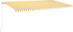 vidaXL - Luifel - handmatig - uittrekbaar - met - LED - 600x300 - cm - geel - en - wit