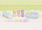 Sylvanian Families 5707 Drieling BABY Creme Konijn Badspeelset- inclusief 3 fluweelzachte baby speelfiguren