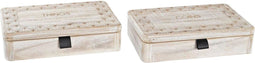 Decoratieve Doos DKD Home Decor 28 x 18 x 6,5 cm Natuurlijk Hout MDF (2 Stuks)