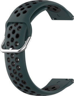Siliconen Sport Air Bandje Geschikt voor Samsung Galaxy Watch 5 / Pro / 4 / 3 / Active - Donkergroen / Zwart