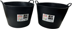 Synx Tools 2X stuks Flexibele kuip emmer 42L - wasmand - zwart - 42 liter - 2x - Opbergmanden - Mand - Wasmanden - Flexibele emmers