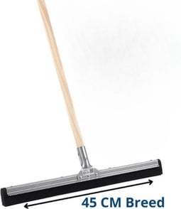 Synx Tools 45cm Vloertrekker met steel 150cm - Vloerwisser - Trekker - Trekkers - Zwart - Vloermop/Vloerreiniger - Watertrekker Met Houten Steel 150cm