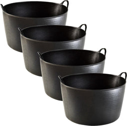 Synx Tools 4X stuks Flexibele kuip emmer 42L - wasmand - zwart - 42 liter - 4x - Opbergmanden - Mand - Wasmanden - Flexibele emmers