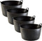 Synx Tools 4X stuks Flexibele kuip emmer 42L - wasmand - zwart - 42 liter - 4x - Opbergmanden - Mand - Wasmanden - Flexibele emmers