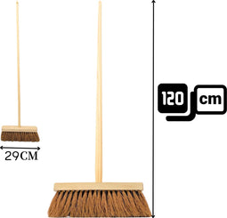 Synx Tools bezem binnenBezem kokos 29 cm - Zaalveger - Cocos bezem incl. steel 120cm - Zachte bezems haren - Tuin - Veger - Schoonmaken - bezem