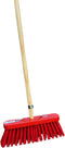 Synx Tools Bezem Nylon Straatbezem - 30 cm - Rode kap - Kunststof vezel - Buitenbezem - Schoonmaakartikelen - met steel 150 cm