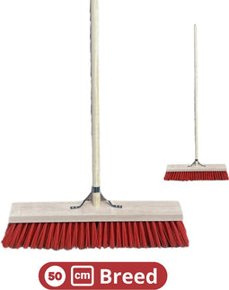 Synx Tools bezem Nylon Straatbezem 50cm - Bezem- Veger - Stadsbezem - Buitenbezem - Tuinartikelen - Bezem met steel 150cm - Buiten bezems - veger - Schoonmaken