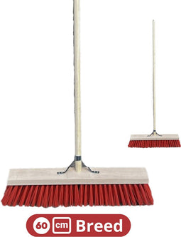 Synx Tools bezem Nylon Straatbezem 60cm- Buiten Bezems - Straatbezem Kunststof haren -Bezem met steel 150 cm - Schrobborstels - Buitenbezem