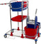 Synx Tools Chrome schoonmaakwagen - Werkwagen - Mopset - schoonmaak - schoonmaaktrolley met wielen - dweilwagen - kantoor - hotel vloerwisser - systeemwagen