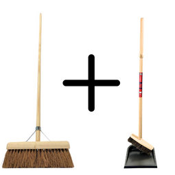 Synx Tools Coco bezem 50cm en Stoffer en blik met lange steel 97 cm