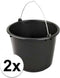 Synx Tools Emmer 2X Bouwemmer 12L Zwart - huishoudemmer - Bouwemmers/Bouwartikelen - Huishoudemmers - Schoonmaakemmers - Klusemmer - Schoonmaak emmer