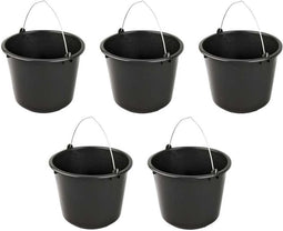 Synx Tools Emmer 5x Bouwemmer 12L Voordeelpakking XXL Zwart - huishoudemmer - Bouwemmers/Bouwartikelen - Huishoudemmers - Schoonmaakemmers - Klusemmer - Schoonmaak emmer