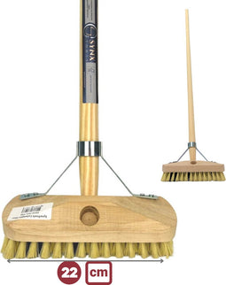 Synx Tools Fiber Schrobbezem met Steel 150 cm - Luiwagen met steel - borstel met steel - 22cm - Schrobborstel - Schrobber - Vloerschrobber - Schoonmaakbezem - douche