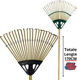 Synx Tools Gazonhark Bamboe met Steel Bladhark - Tuinruimer - Bodembewerkers - Harken/hark - Gazon 460x330 mm - Incl. Steel 140 cm