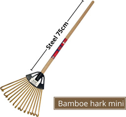 Synx Tools Gazonhark Bamboehark mini - Bladhark - Bodembewerkers - Harken - Gazon 180x220mm mm - Incl. Steel 75 cm