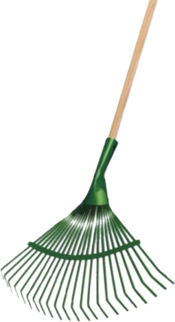 Synx Tools Gazonhark Groen Bladhark met steel - Tuinruimer - 22 tanden | Groen - Verzinkt - Harken / hark met Houten steel 150 cm