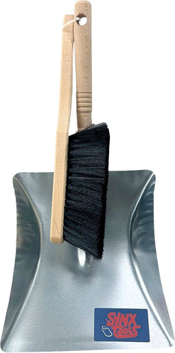 Synx Tools Handveger en blik Luxe Metaal Stoffer en Blik - Zwart - Bezem - Schoonmaakartikelen - bezem binnen - veger en blik