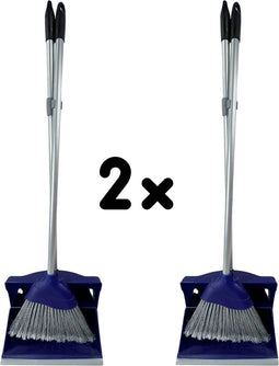 Synx Tools Hotel stoffer en blik set van 2 - Stoffer & Blik - Synx Tools Stoffer en Blik met lange stelen 95 cm Blauw Kunststof - Stoffer Blik set - Stoffer en blik sluitend model - Schoonmaak artikelen - Bezem / Veger en blik met lange steel