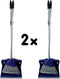Synx Tools Hotel stoffer en blik set van 2 - Stoffer & Blik - Synx Tools Stoffer en Blik met lange stelen 95 cm Blauw Kunststof - Stoffer Blik set - Stoffer en blik sluitend model - Schoonmaak artikelen - Bezem / Veger en blik met lange steel