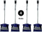 Synx Tools Hotel stoffer en blik set van 4 - Stoffer & Blik - Synx Tools Stoffer en Blik met lange stelen 95 cm Blauw Kunststof - Stoffer Blik set - Stoffer en blik sluitend model - Schoonmaak artikelen - Bezem / Veger en blik met lange steel