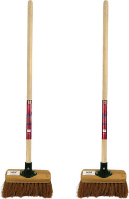 Synx Tools Kinderbezem Cocos set van 2 - Bezems - Buitenspeelgoed / Speelgoed incl. Steel 57cm - tuinierspeelgoed - Schepjes - Kinderen - Totale lengte 86 cm