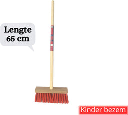 Synx Tools Kinderbezem Nylon Junior - Bezems - Buitenspeelgoed / Speelgoed incl. Steel 57cm - tuinierspeelgoed - Schepjes - Kinderen - Totale lengte 65cm