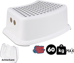 Synx Tools Kinderkrukje / Opstapje Wit Grijs - Keuken/badkamer krukjes/opstapjes - voor kinderen - Toilettrainer - Opstapkrukje WC - Toiletkrukje - Max 60KG