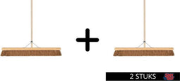Synx Tools kokos Zaalveger Bezems Zachte Bezem - 2 STUKS - Kokosvezel - 90 cm - binnenbezem - cocos bezem Compleet met steel 160cm - Extra breed - Veger - Schoonmaken