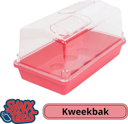Synx Tools Kweekbak Roze kweekkastje met deksel 32cm - Tuinieren/Moestuinbak - Moestuin artikelen - Tuin benodigdheden - Vensterbank