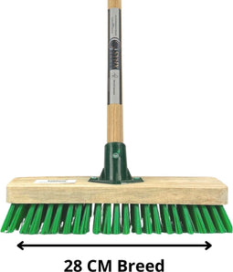 Synx Tools Mos & Tegelborstel 28cm - Bezem - Bezems - Mosbezem bezem met Steel 120 cm - Schrobbezem - Mos - Onkruidborstel - Harde Borstel - Vloerschrobborstel
