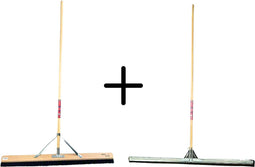 Synx Tools Paardenhaar 100 cm + Vloertrekker 100 cm - Bezem zacht met Steel 150 cm - Trekker met steel 150cm - Waterkeerrand