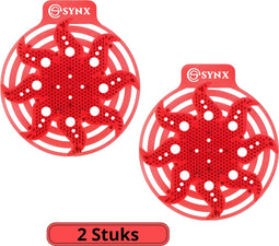 Synx Tools Powerscreen UrinoirMatje Rood 2 stuks Meloen Geur 30 dagen - luchtverfrisser toilet - Urinoirmatten - Urinal Screen Wave - Anti spat mat WC - Toilet Mat - Frisse Geur - Wc Rooster - Urinoirrooster